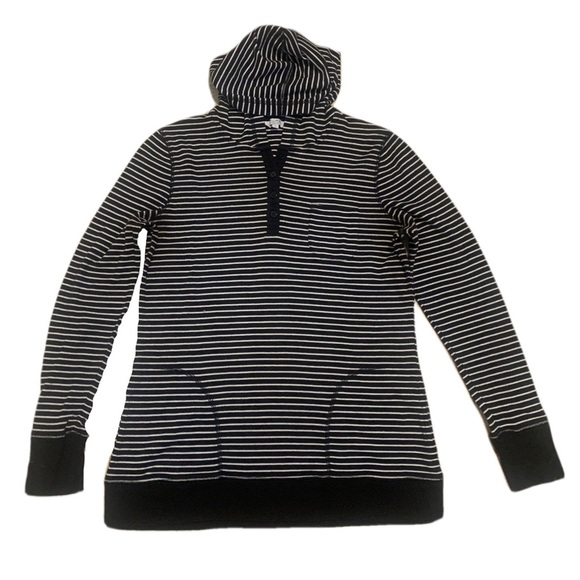 Pure Alfred Sung Women's Striped Hooded Tunic Sweatshirt - Size Large - Picture 1 of 5